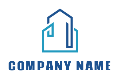 real estate logo line art of building and house