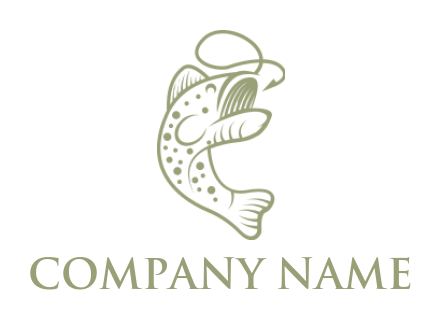restaurant logo icon line art fish with hook