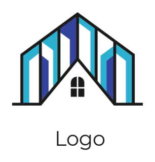real estate logo line art house with buildings