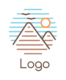 landscape logo line art mountains with sun