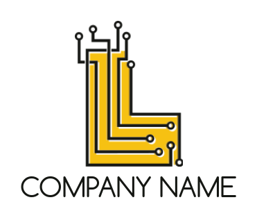 alphabets logo line art tech wires forming L