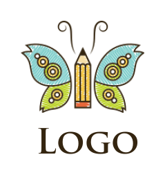 make an arts logo line pencil merged with butterfly wings - logodesign.net