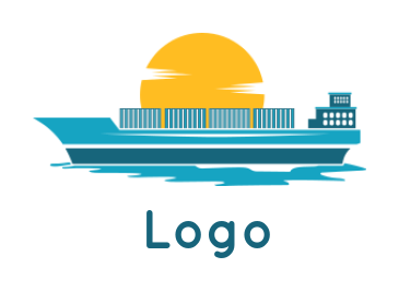 logistics logo image loaded cargo ship and sun - logodesign.net