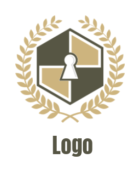 design a security logo lock and laurel wreath