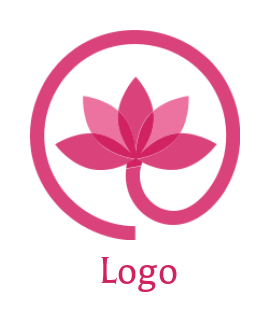 create a spa logo circle stem lotus flower nature