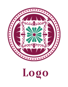 design an arts logo mandala with square pattern in badge 