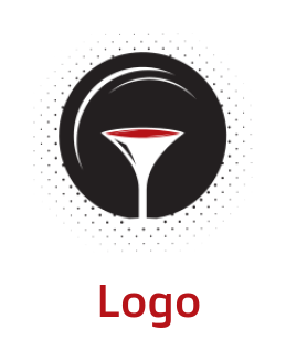 make a restaurant logo martini glass in circle 