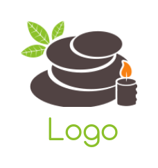 design a spa logo massage stones with candle and leaves