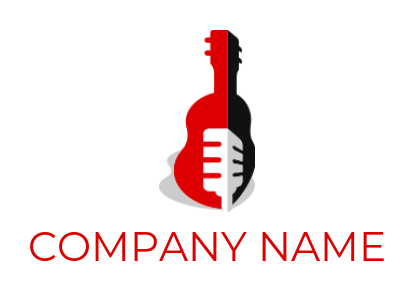 design a music logo sample microphone in guitar 