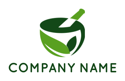 pharmacy logo maker mortar & pestle with leaves - logodesign.net