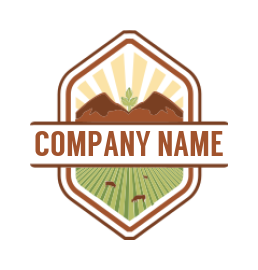 agriculture logo mountains with farm in emblem