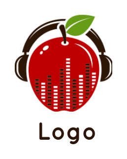design a music logo music equalizer bars inside apple with headphone