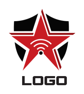 create a communication logo wifi star in shield