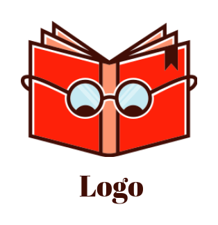 publishing logo open book wearing glass bookmark