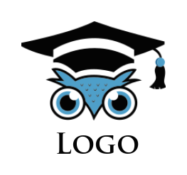 make an education logo owl head wearing graduation hat - logodesign.net