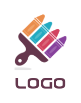 printing logo paint brush with colored chalks