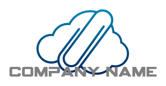 create an IT logo paper clip merged with cloud