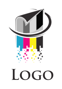 publishing logo paper sheet swoosh and pixels