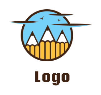 design an arts logo pencil and bird merged with circle