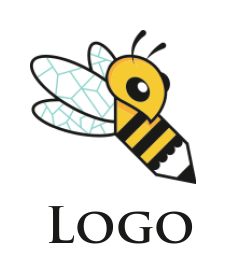 arts logo icon illustration of pencil merged with honey bee - logodesign.net