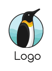 bird logo penguin coming out from the circle