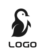 pet logo online penguin with leaf shape