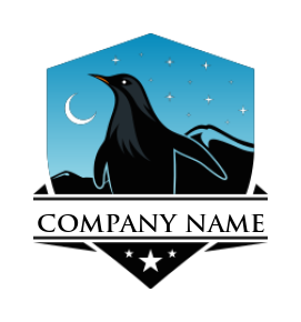 animal logo maker silhouette penguin in shield