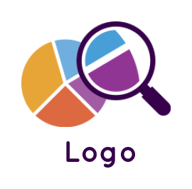 accounting logo pie chart with magnifying glass