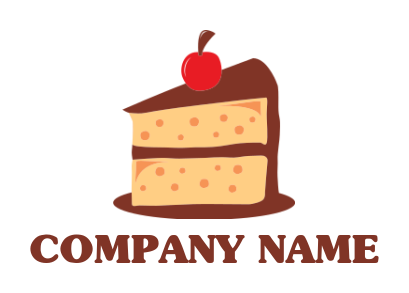 generate a food logo piece of cake with cherry