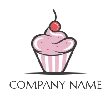food logo maker pink cupcake with cherry on top
