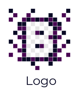 alphabet logo pixels forming Letter B