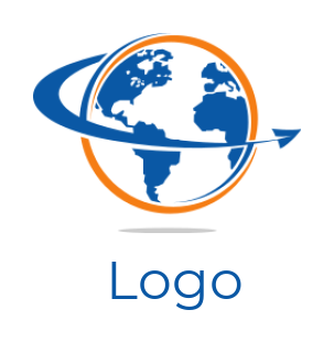 travel logo plane with swoosh around globe