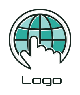 generate an IT logo pointing symbol and globe