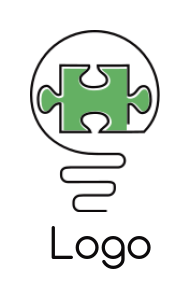 advertising logo maker puzzle in bulb line art - logodesign.net