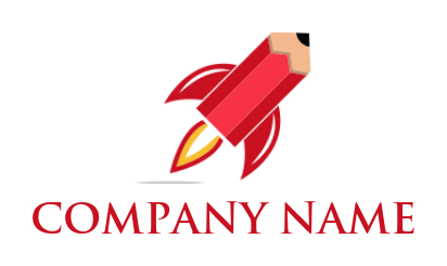 education logo icon rocket pencil with fire