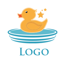 create a childcare logo rubber ducky floating in water with stars - logodesign.net