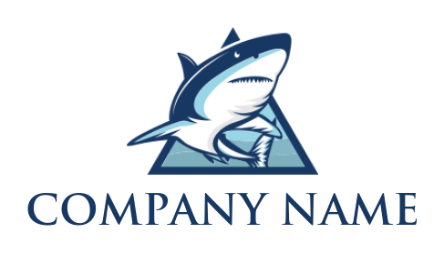 animal logo shark coming out from a triangle
