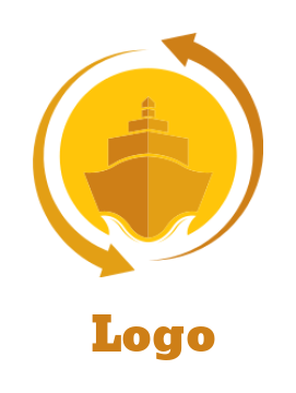transportation logo ship in circle round arrows