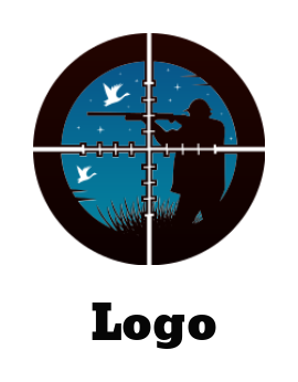 sporting logo silhouette hunter in target sign