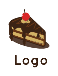food logo maker slice of cake with cherry - logodesign.net