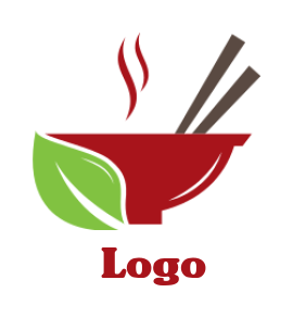 make a restaurant logo bowl with leaf with bowl