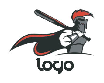 sports logo template spartan holding baseball bat 