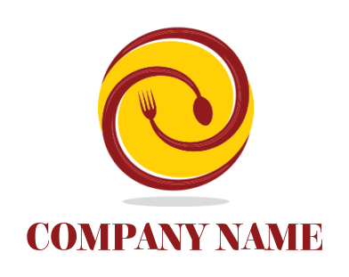restaurant logo spiral fork and spoon in circle