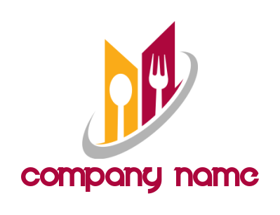 restaurant logo icon spoon and fork with swoosh