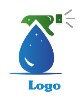 cleaning logo icon spray bottle with water drop
