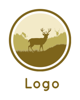 create an animal logo stag in a meadow emblem - logodesign.net