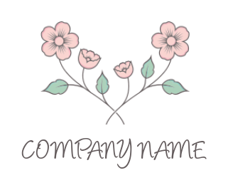 beauty logo stems of flowers with leaves