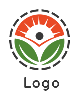 agriculture logo sunrise over leaves in circle