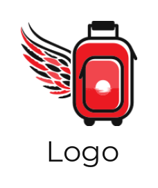 travel logo icon sunset in luggage with wings - logodesign.net