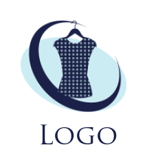 Design an apparel logo of swoosh around blouse on hanger